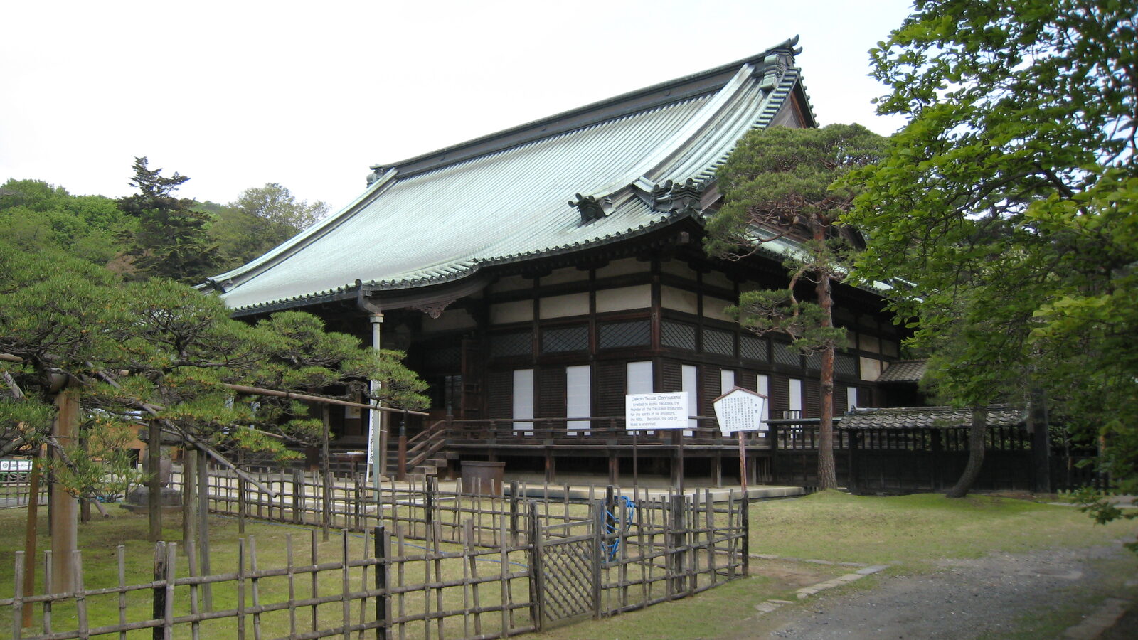 大光院の本堂と境内の松
