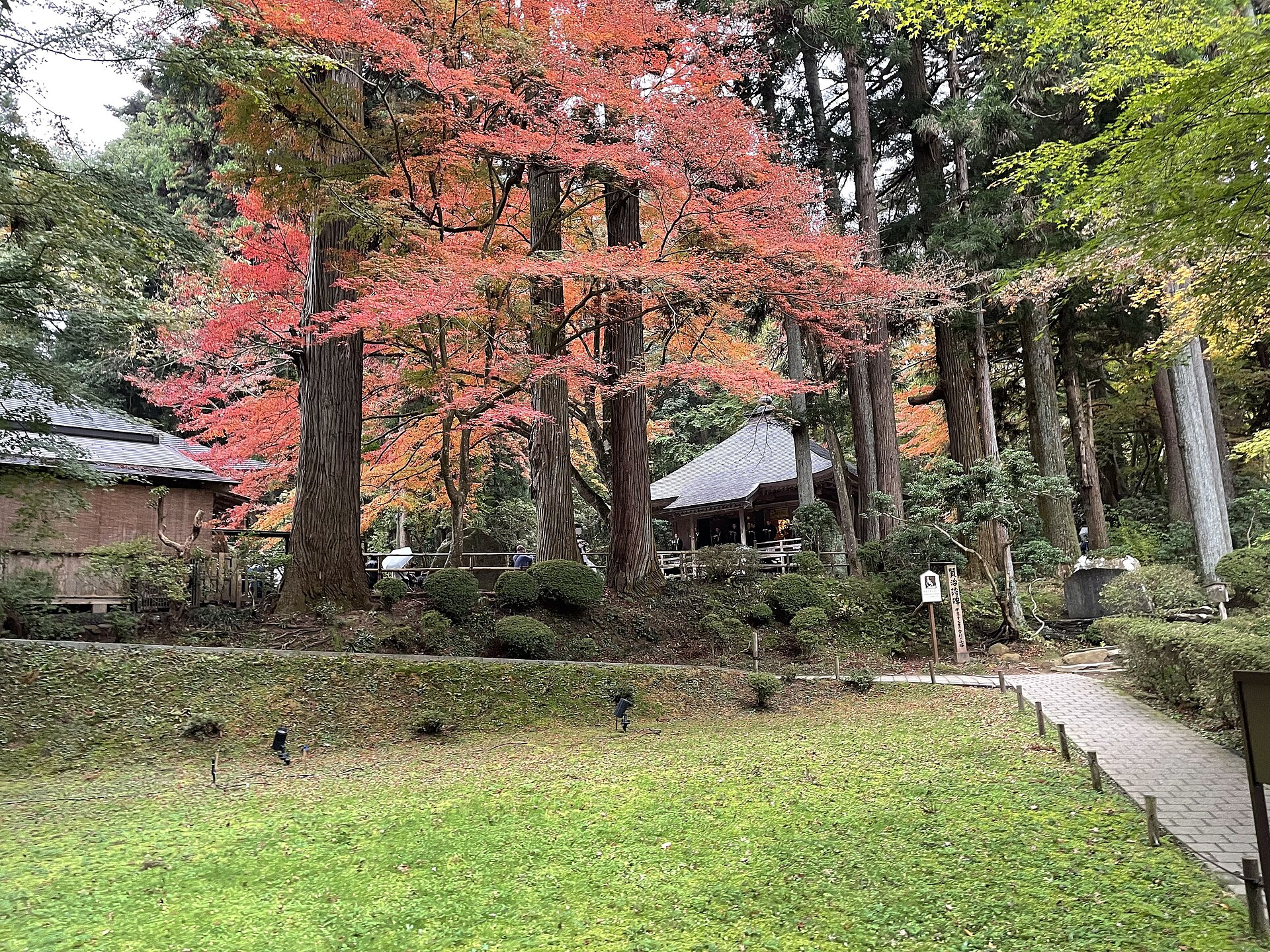 紅葉に包まれる中尊寺の境内