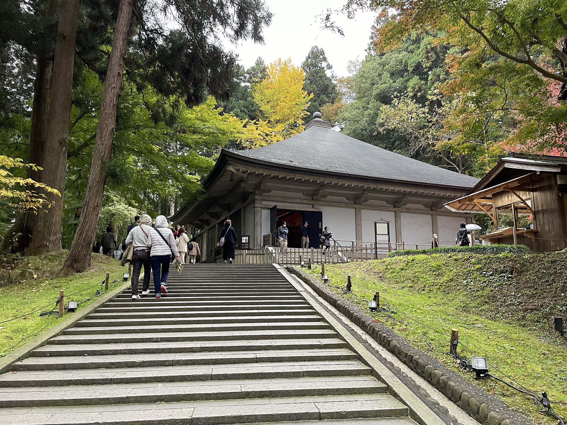 金色堂・讃衡蔵へと続く参道の石段
