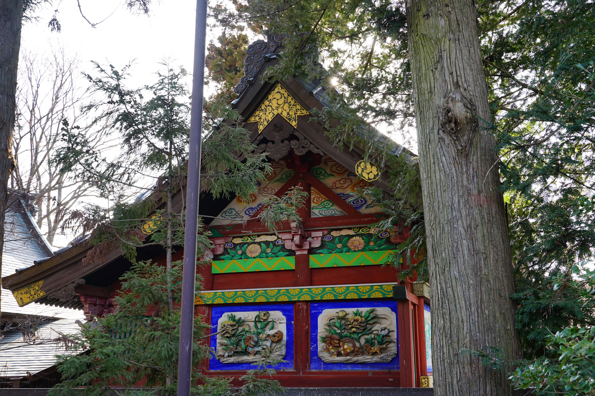 沼田市榛名町の榛名神社本殿、極彩色の彫刻