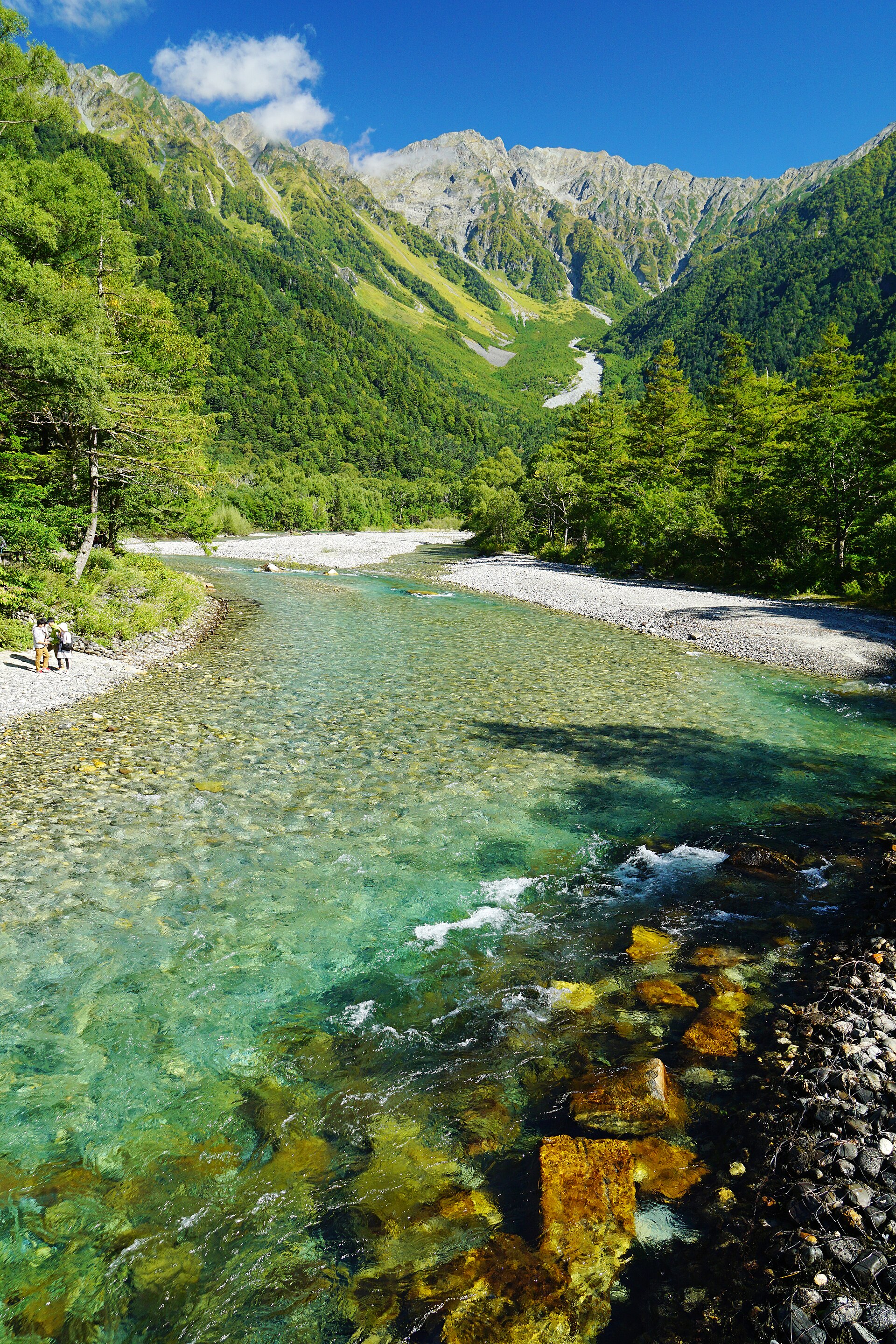 梓川と穂高連峰の稜線