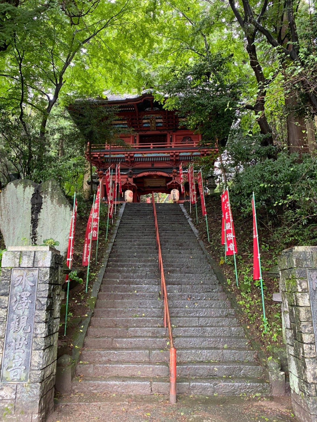 水澤寺の参道の石段と仁王門