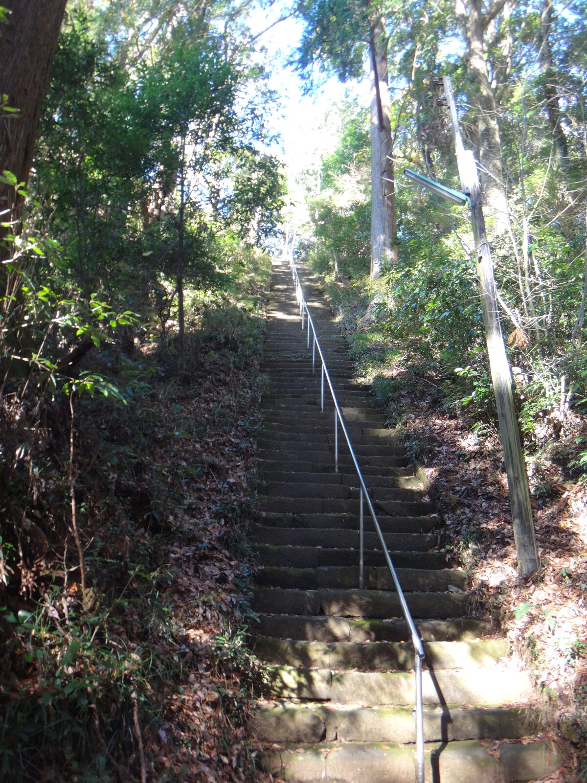 西金砂神社の本殿まで続く石段の参道