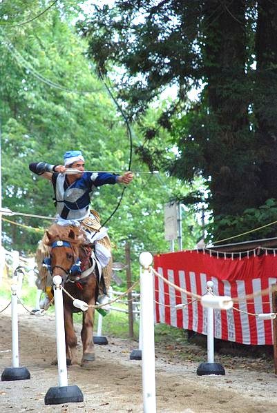 寒河江八幡宮の例大祭で奉納される古式流鏑馬