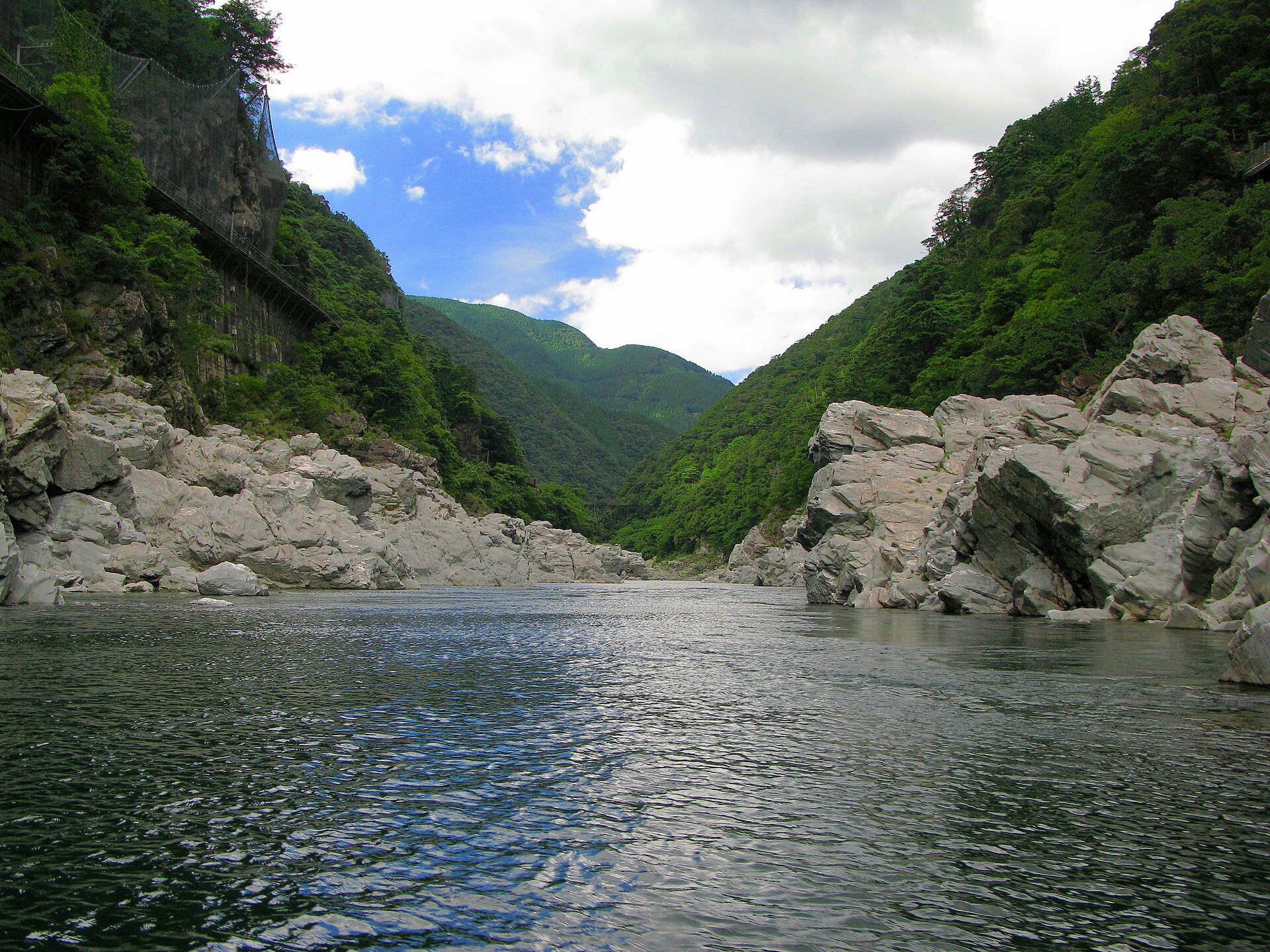吉野川沿いの大歩危渓谷の景観