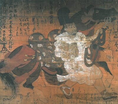 若松寺に伝わる国指定重要文化財、板絵著色神馬図