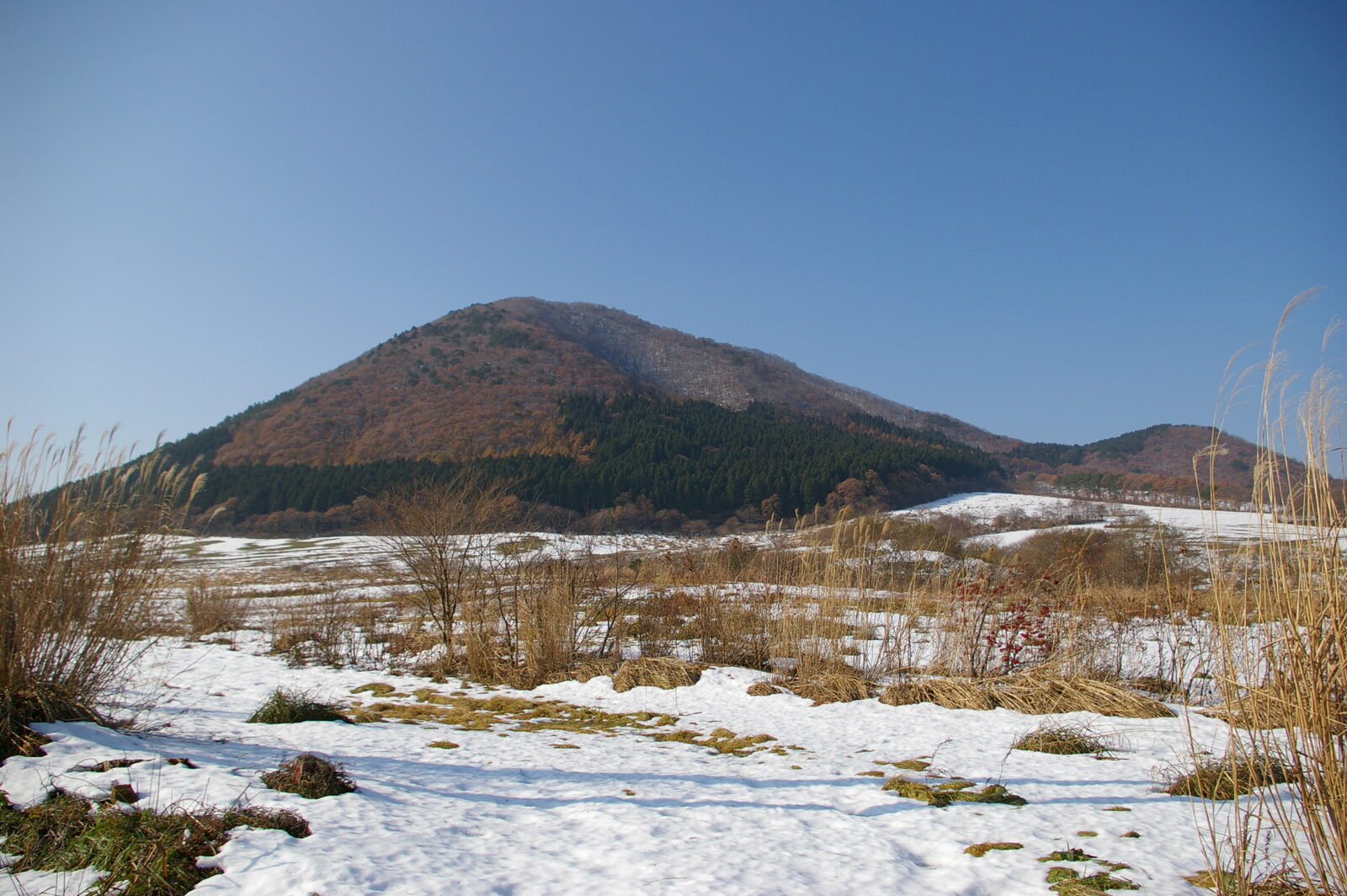 雪化粧した冬の薬莱山