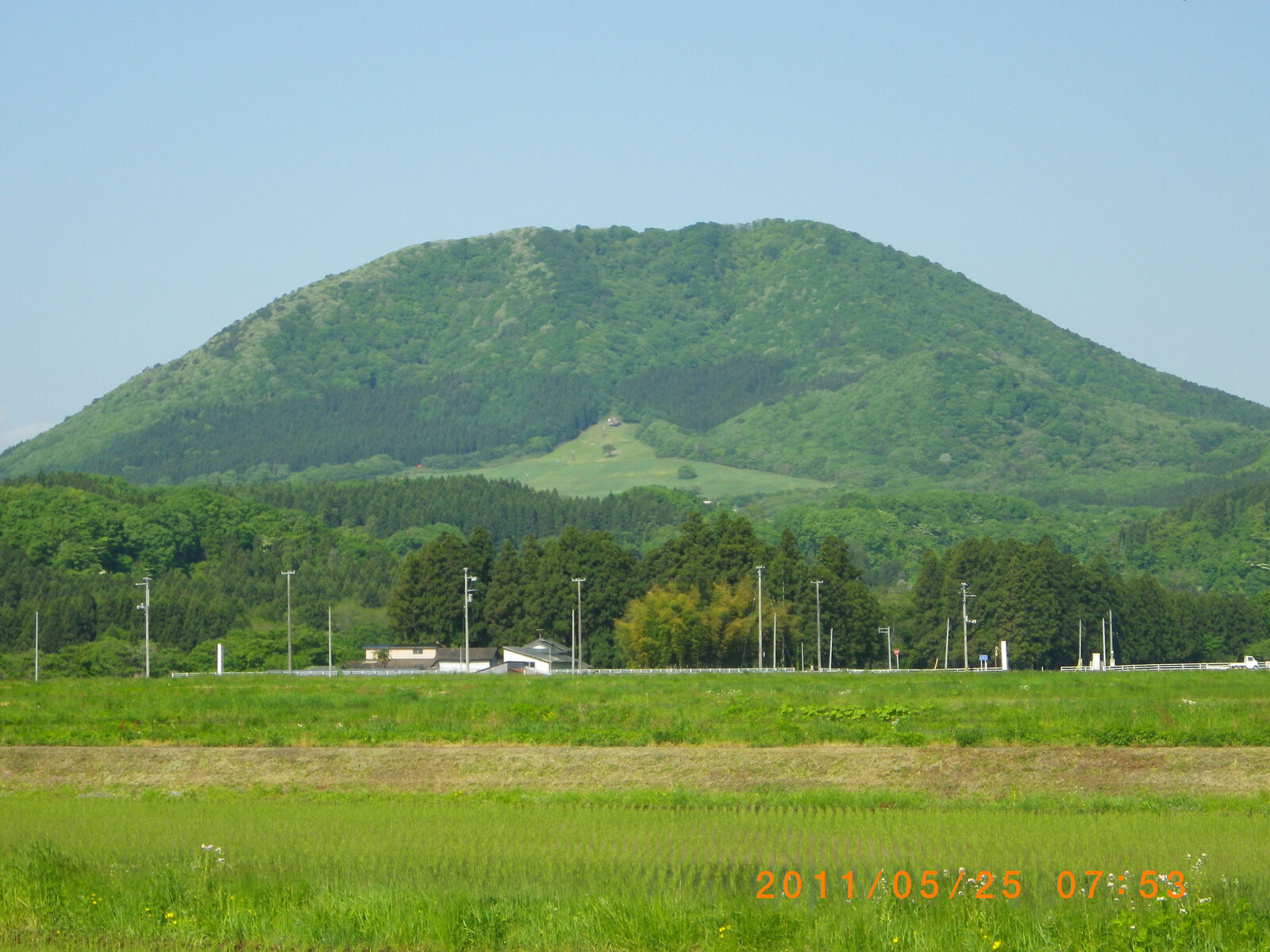 薬莱神社の御神体山、加美富士と呼ばれる薬莱山の新緑