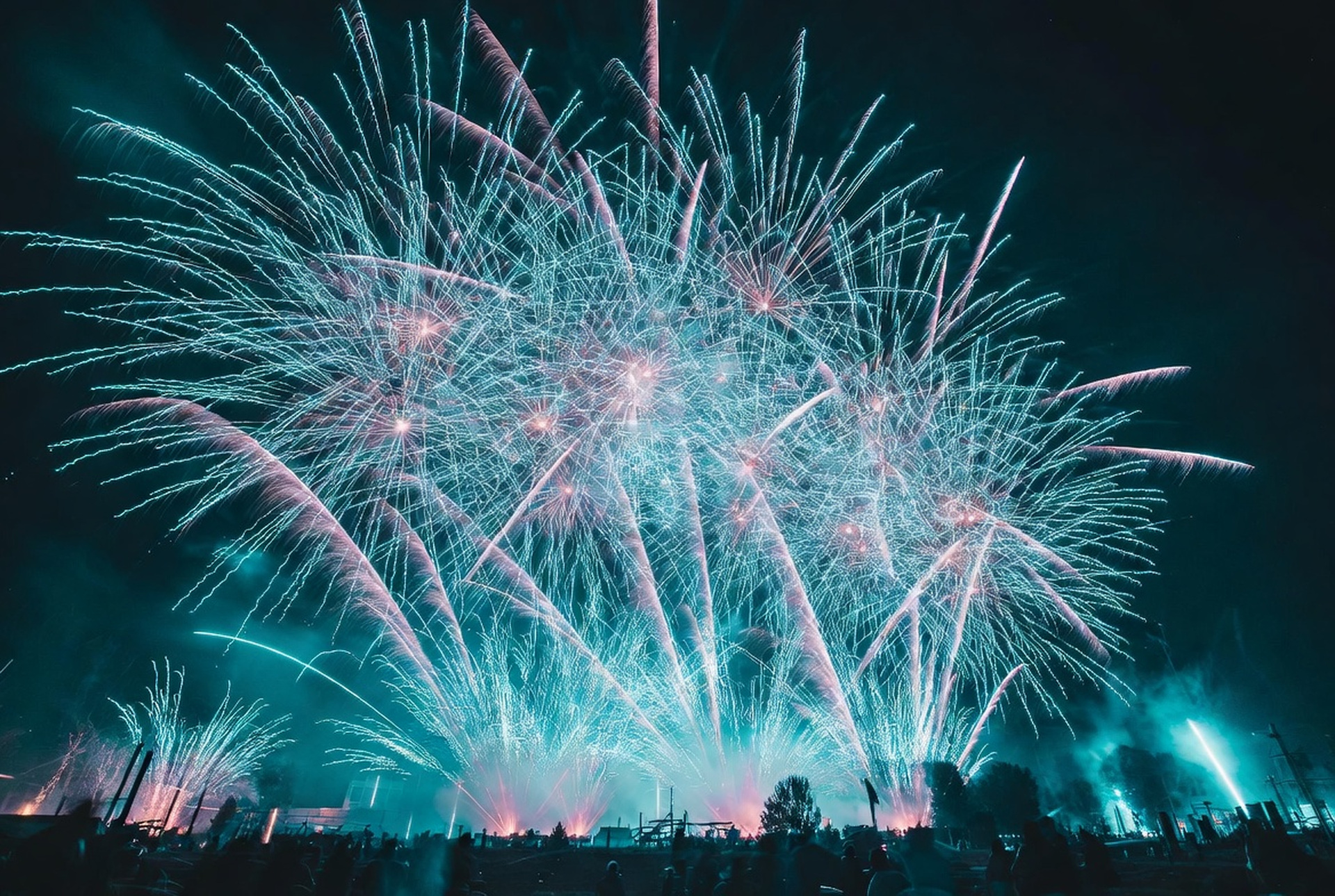 夜空に大輪の花火が咲き誇る日本の花火大会