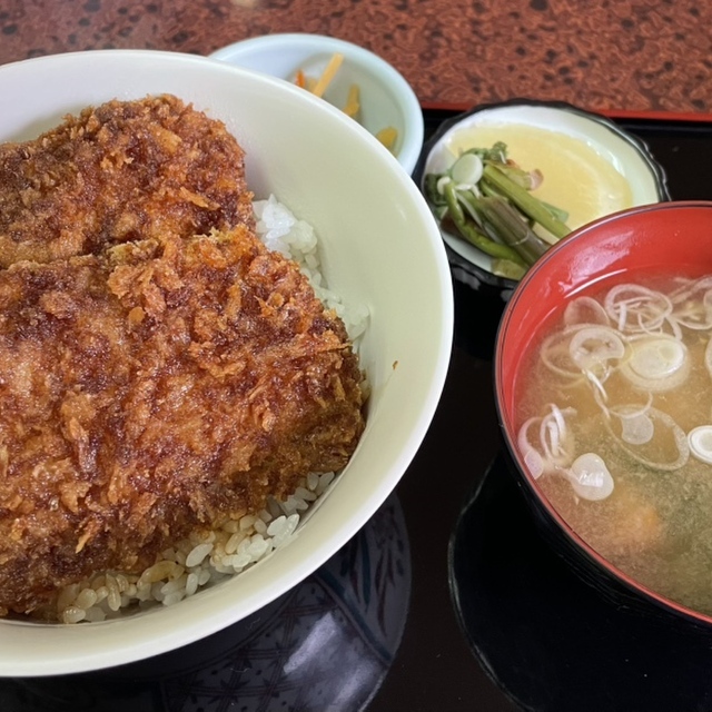 道の駅大滝温泉郷路館のわらじかつ丼と味噌汁