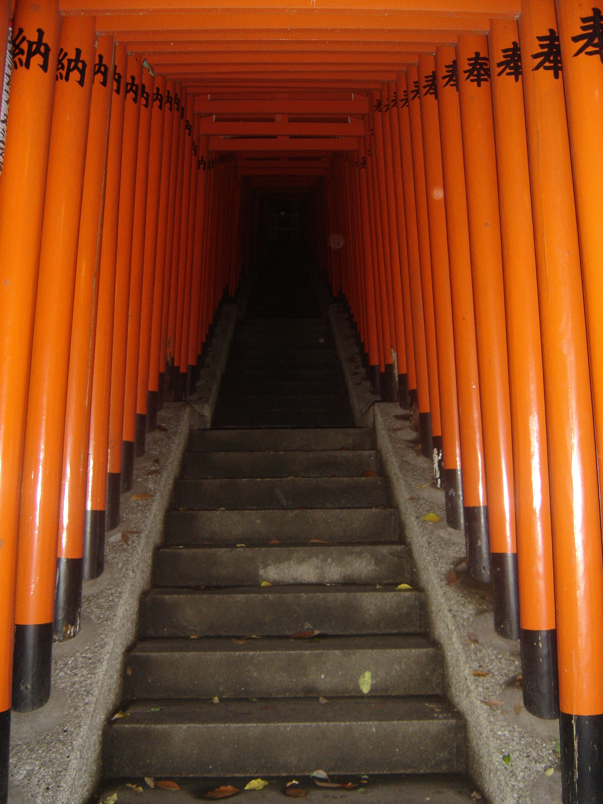 日枝神社の稲荷参道の朱色の鳥居が連なる千本鳥居