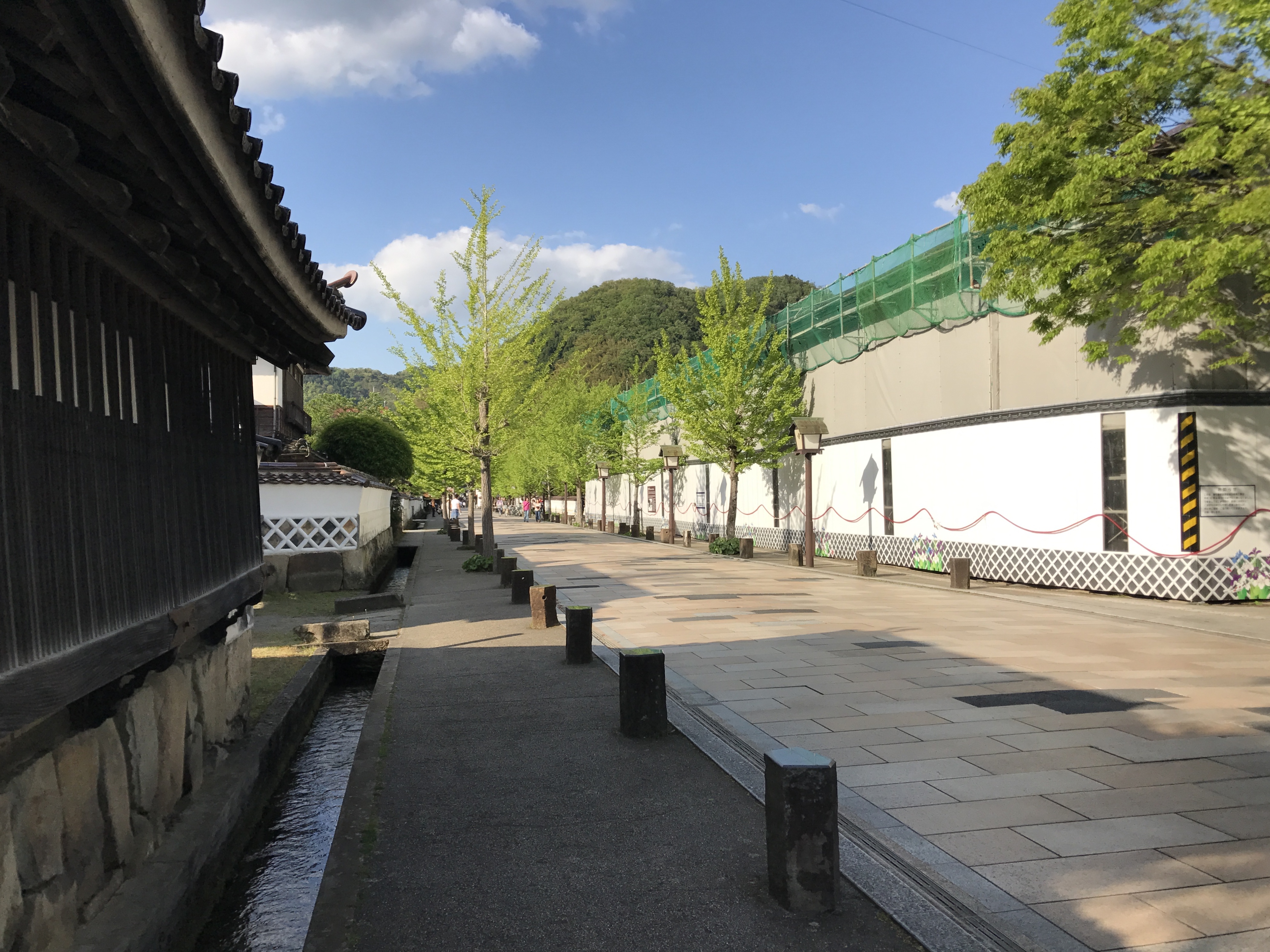 津和野の殿町通り、白壁となまこ壁の町並み